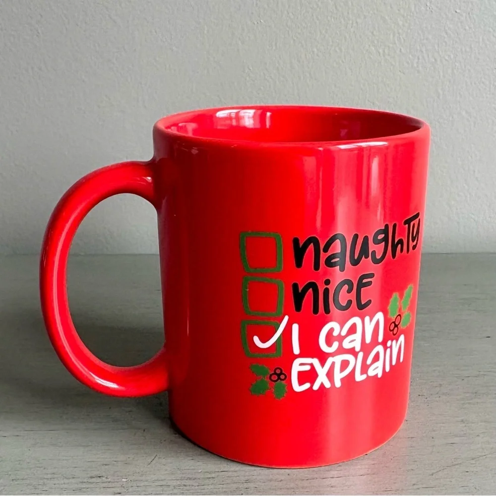 Naughty Nice I Can Explain Red Coffee Mug Good Humor -The Perfect Man Holiday
